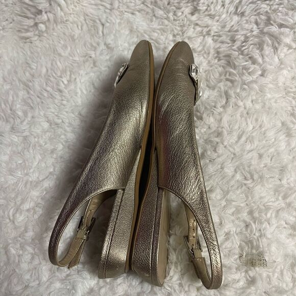 STUART WEITZMAN Rhinestone Gold Slingback Ballet Flats Shoes SZ9.5 - Picture 5 of 12